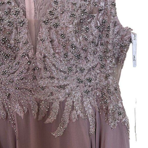 Mac Duggal Gown Dress Size 18 Appliquéd Cap Sleeve Bodice Flowy Lilac 20264 $598 - Picture 6 of 15
